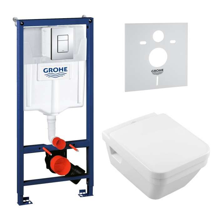 Инсталляционная система Grohe + подвесной унитаз без ободка Soft Close (387785HR) фото